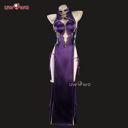 IN STOCK UWOWO C.C. Cosplay Codee Geasss: C.C. CC Purple Cheongsam Cosplay Costume Purple Dress Halloween Costume
