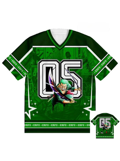 05 Jersey One Piece Roronoa Zoro Anime Korean Style Kpop Baseball Hockey T-shirt Fashion Streetwear Anime Daily Unisex Tops Tees