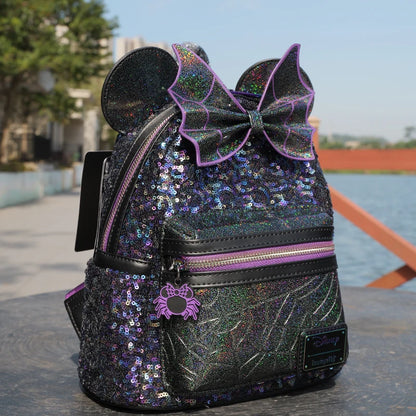 Disney Minnie Backpack Large Capacity Lightweight Student Schoolbag Cartoon Creative Versatile Backpack Travel Bag Birthday Gift