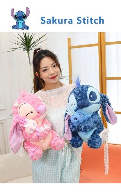 30/85cm Lilo and Stitch Disney Plush Toys Pink Kawaii Scrump Anime Cartoon Plushie Sakura Stich Dolls Soft Stuffed Gift for Kids