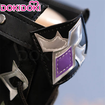IN STOCK Flins Cosplay Shoes Game Genshin Impact DokiDoki Men Long Black Boots Kyryll Chudomirovich Flins Halloween Cosplay