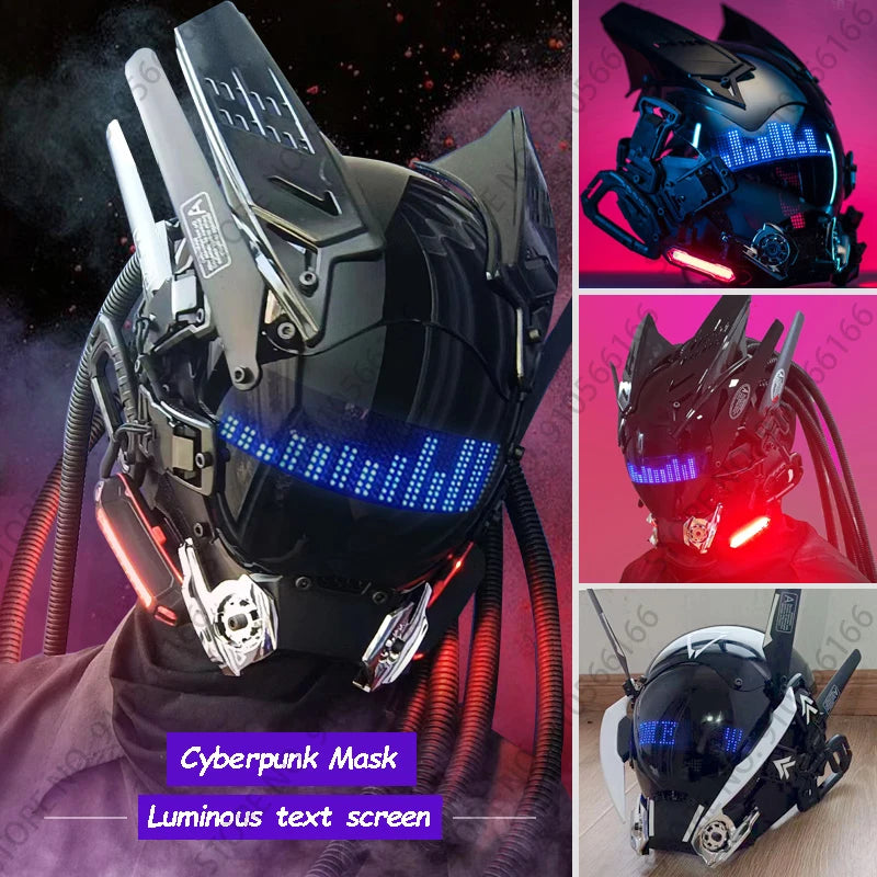 Cyberpunk App Mask Light Up Rolling Subtitles Screen Mask Cos Mech Technology Sense Mobile Phone Control Helmet Role Play