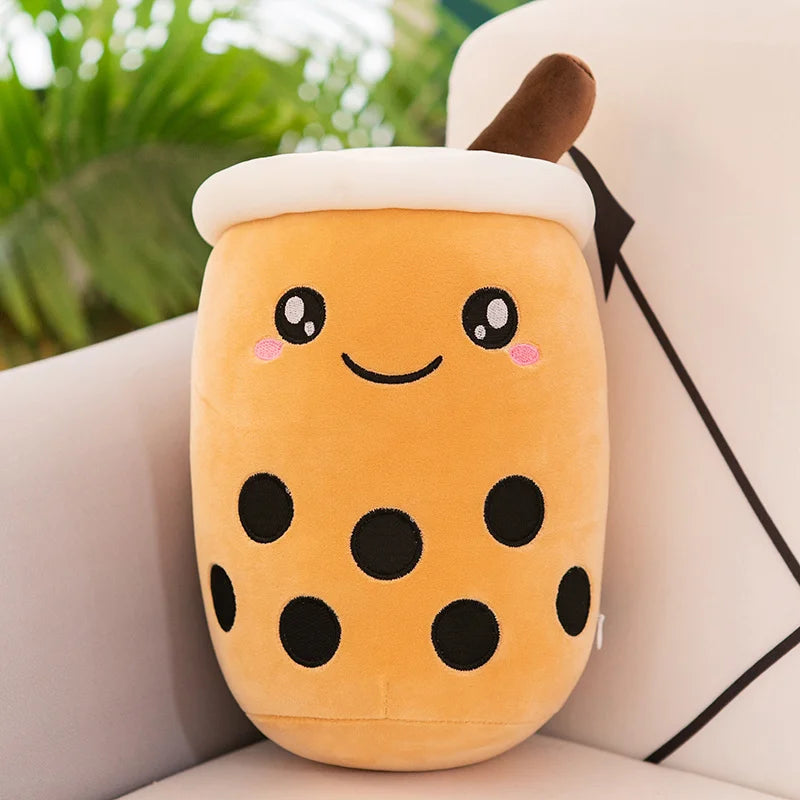 Bubble Tea Boba Plushie Kawaii Room Decor Plush Toy Stuffed Ice Cream Food Milk Tea Soft Hug Cushion Birthday Gift for Kids