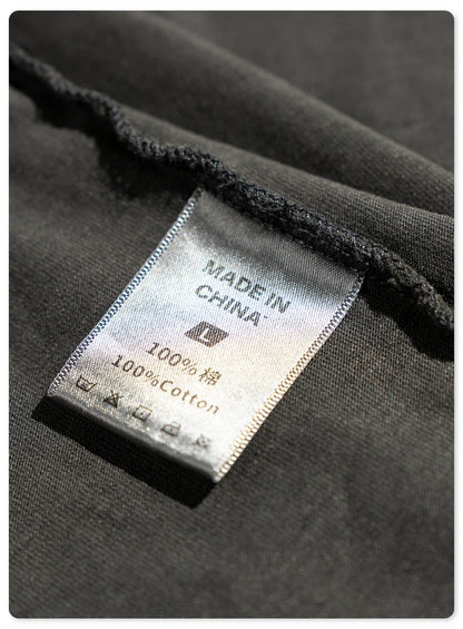 ZODF New Men High Street Washed T-Shirts Unisex Loose Tree Printing 285gsm Cotton O Neck T Shirt For Summer HY0512