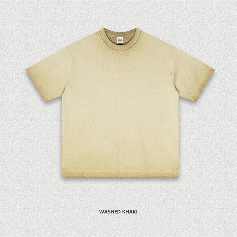 ZODF 2025 Summer Washed 275gsm Solid Cotton T-shirt For Men Unisex Oversized Short Sleeve T Shits Brand Tops HY0981