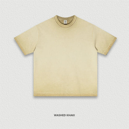 ZODF 2025 Summer Washed 275gsm Solid Cotton T-shirt For Men Unisex Oversized Short Sleeve T Shits Brand Tops HY0981