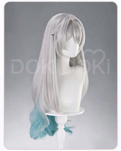 Firefly Wig Cosplay Game Honkai: Star Rail DokiDoki Women Silvery Blue Long Hair Firefly Cosplay Headdress Free Cap