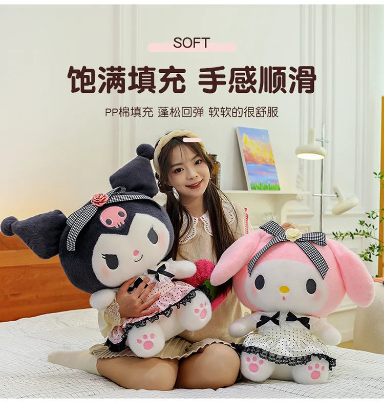 Sanrio Big Size 80cm Cute Kuromi My Melody Soft Stuffed Sofa Body Throw Pillow Plush Toys Dolls Kawaii Room Decor Holiday Gifts