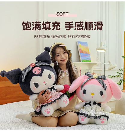 Sanrio Big Size 80cm Cute Kuromi My Melody Soft Stuffed Sofa Body Throw Pillow Plush Toys Dolls Kawaii Room Decor Holiday Gifts