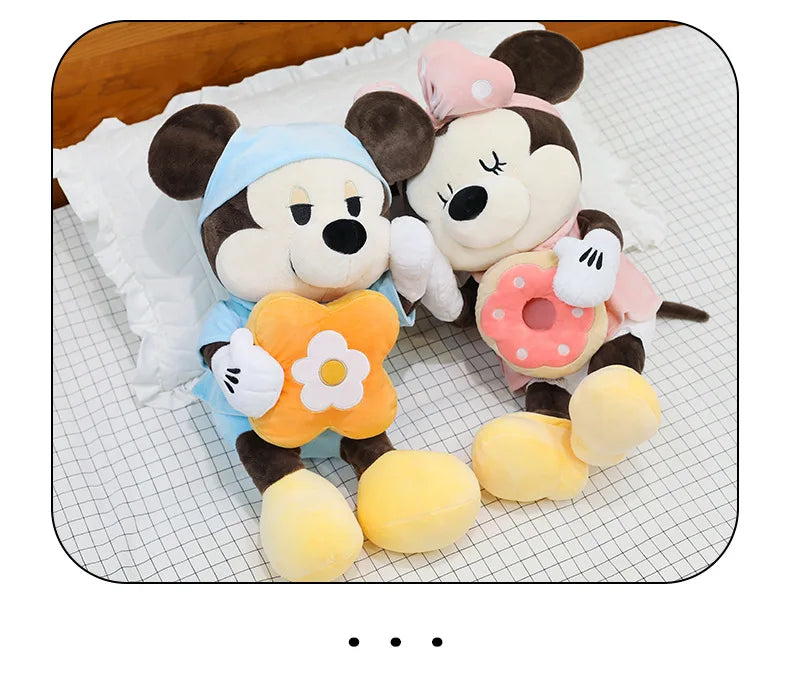 Large Size 80cm New Minnie Mickey Mouse Couples Doughnut Kawaii Movies Stuffed Plush Toy Doll Birthday Girlfriend Girl Xmas Gift