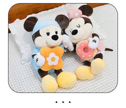Large Size 80cm New Minnie Mickey Mouse Couples Doughnut Kawaii Movies Stuffed Plush Toy Doll Birthday Girlfriend Girl Xmas Gift