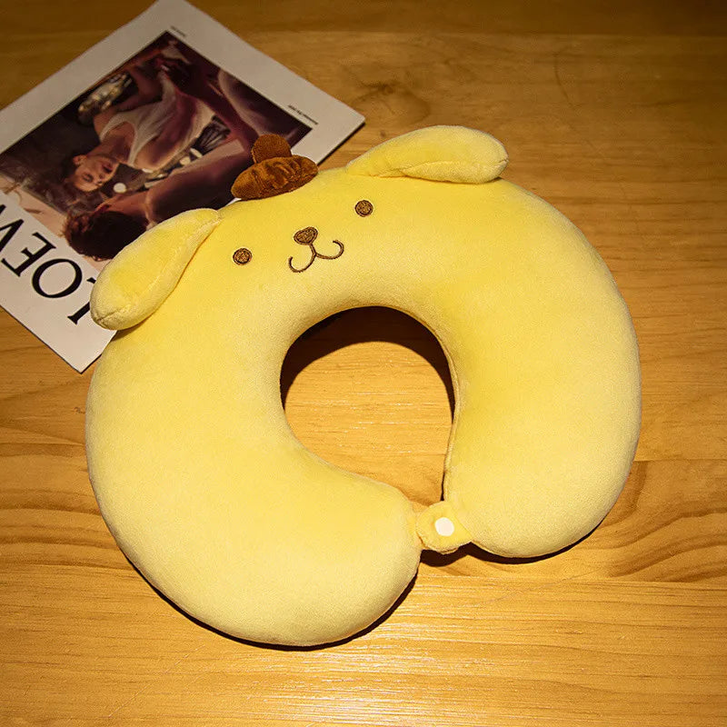 Kuromi My Melody Cinnamoroll Hello Kitty Pom Pom Purin Cute Soft Plush U-shaped Pillow Kawaii Plush Portable Pillow