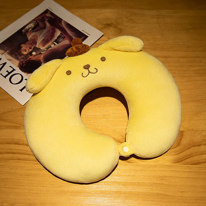 Kuromi My Melody Cinnamoroll Hello Kitty Pom Pom Purin Cute Soft Plush U-shaped Pillow Kawaii Plush Portable Pillow