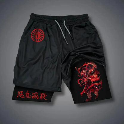 Demon Slayer Anime Men Gym Shorts Streetwear Summer Workout Sports Pants Sportswear Fitness Double-layer Quick Dry Beach Pants