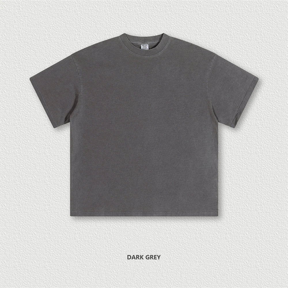 ZODF New Spring Summer 200gsm Washed Cotton T Shirts For Men Unisex Women Retro Casual Basic Solid T-Shirt Brand Tees HY0775