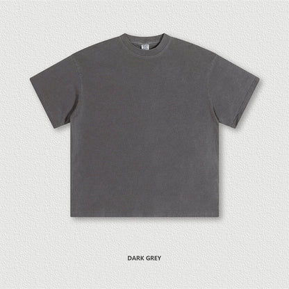 ZODF New Spring Summer 200gsm Washed Cotton T Shirts For Men Unisex Women Retro Casual Basic Solid T-Shirt Brand Tees HY0775