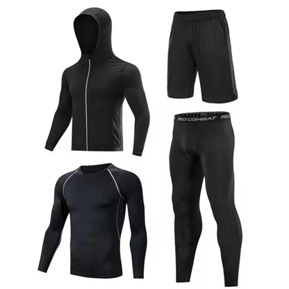 5 Fruit/Set Men’s Compression Sports Suits Gym Running Jogging Tight Training Pants - Red / XXL