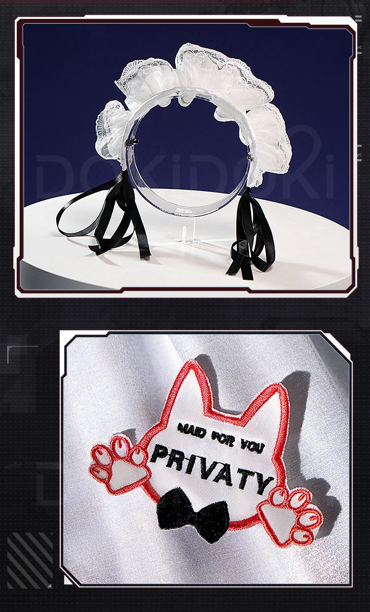 Privaty Cosplay Costume Game DokiDoki-R Women Cute Black White Maid Dress Privaty Sexy Costume Cosplay Suits