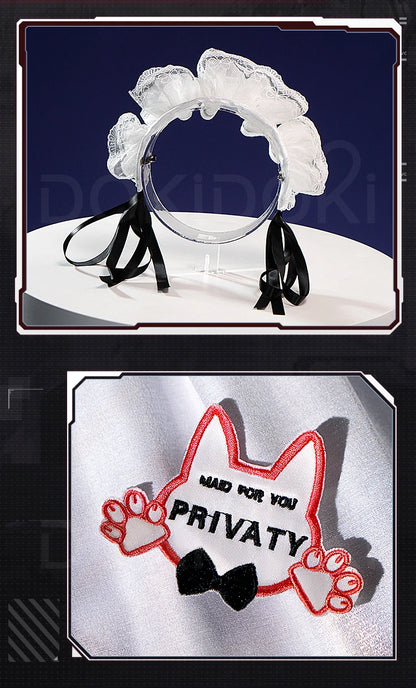 Privaty Cosplay Costume Game DokiDoki-R Women Cute Black White Maid Dress Privaty Sexy Costume Cosplay Suits