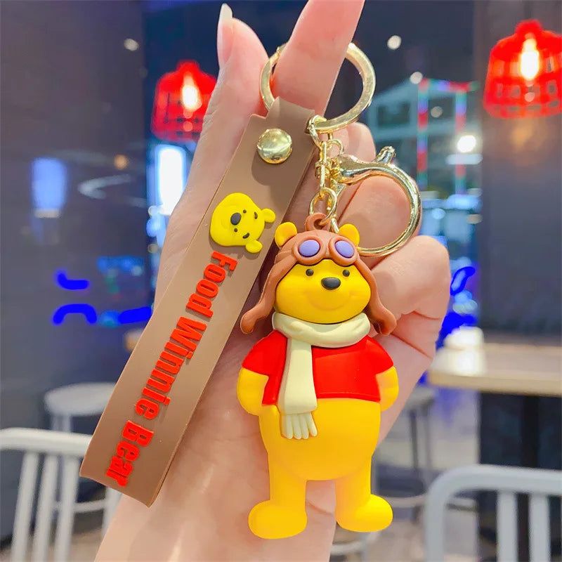 Cartoon Anime Disney Keychain Mickey Mouse Minnie Lilo & Stitch Cute Doll Keyring Ornament Key Chain Car Pendant Kids Toys Gift