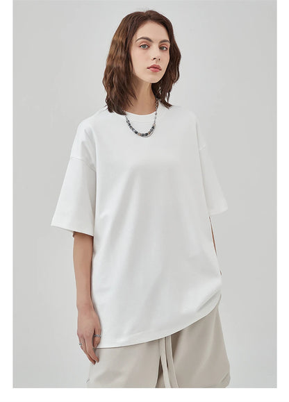 ZODF New 2025 Heavy Weight Summer Solid T Shirts For Men Unisex High Street Oversized 385gsm Cotton T-Shirt Streetwears HY0497