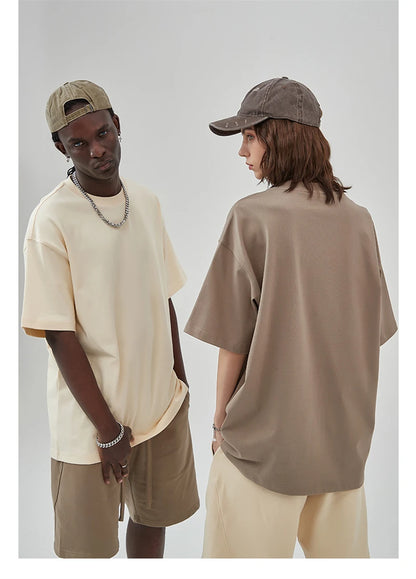 ZODF Summer Men 100% Cotton Solid Oversized Heavyweight 305gsm No-Shrink T-Shirt HY0165