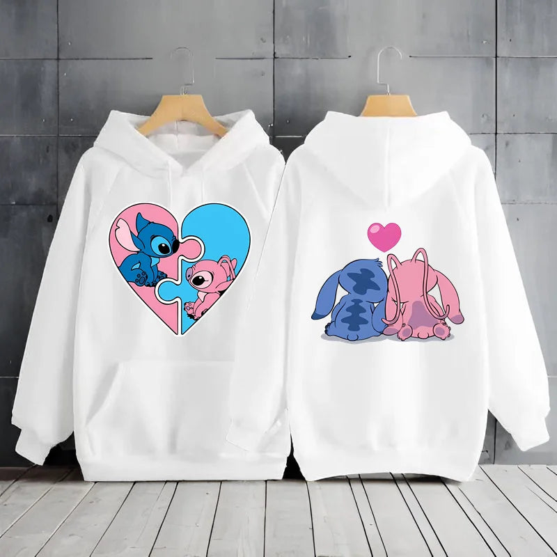 New Women's Jacket Scene Clothing 2000s MINISO Brand Clothing Disney Lilo & Stitch Hood Hoodie Anime Cute Winter Warm Sweatshirt