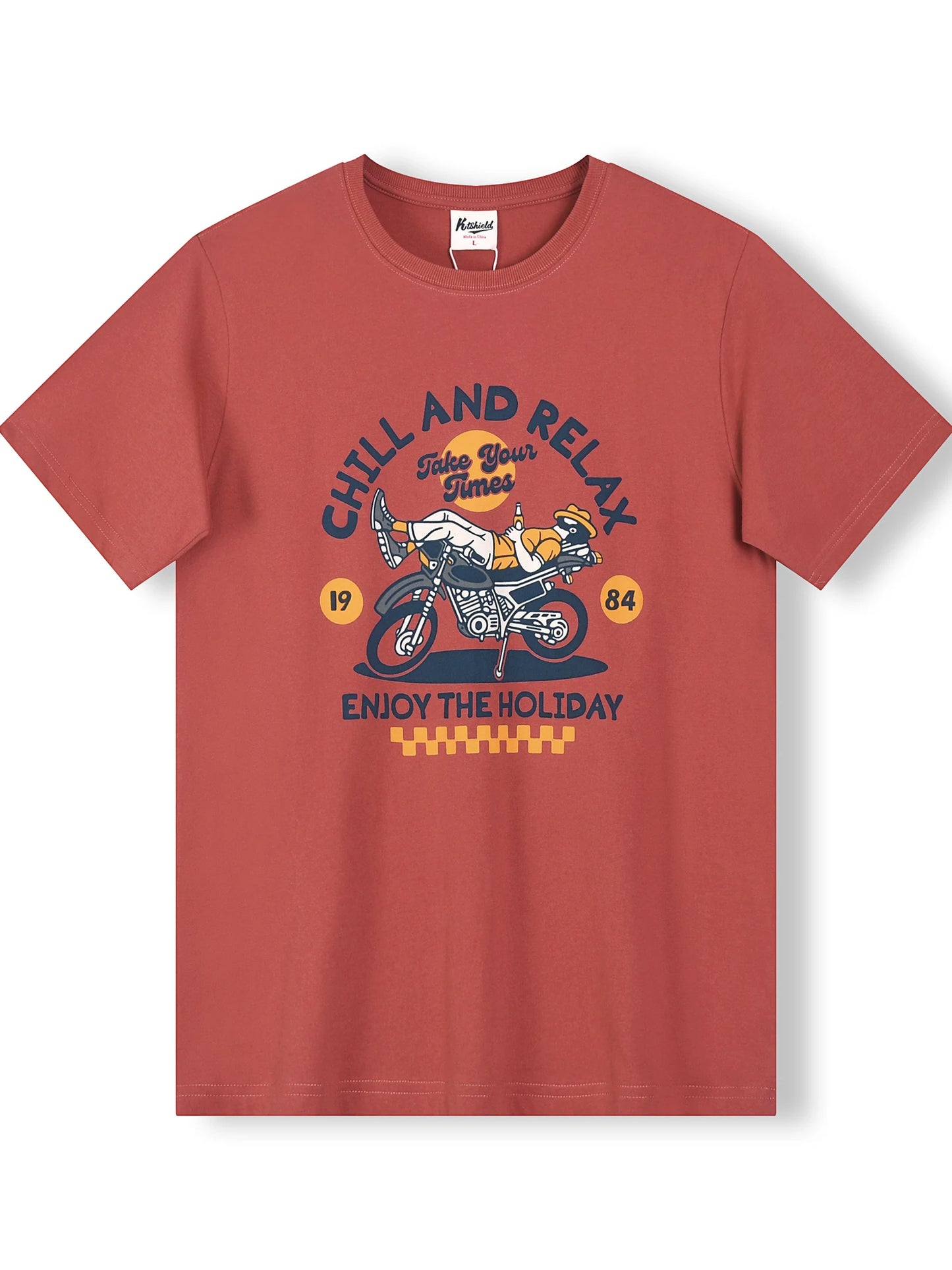 Summer New American Retro Short-sleeved O-neck Motorcycle Printed T-shirt Men's Fashion 100% Cotton Washed Casual Sport Tops