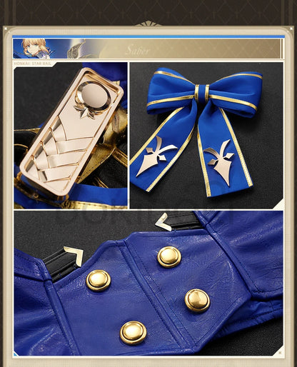 Saber Cosplay Costume Honkai: Star Rail x Fate DokiDoki-SR HSR Women Costume Dress Saber Cosplay Wig