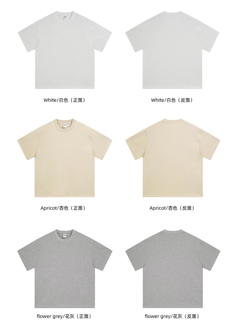 ZODF New Men Summer Boxy 275gsm Cotton T-Shirts Retro Unisex Oversized Short Version Basic T Shirt Brand Tees HY1070