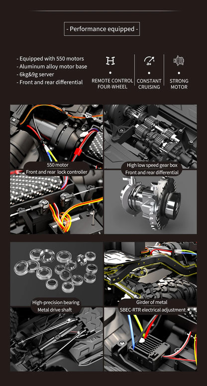 1/10 RC Car HB RTR R1011 Remote Control Vehicle 2.4G Full Proportional Rock Crawler LED Light 4WD Off-Road Climbing Truck Toys