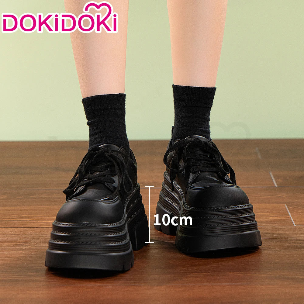 IN STOCK Men Women Cosplay Props 19cm Heightening Shoes DokiDoki Men Daily Black White 15cm Leather Shoes Halloween Cosplay