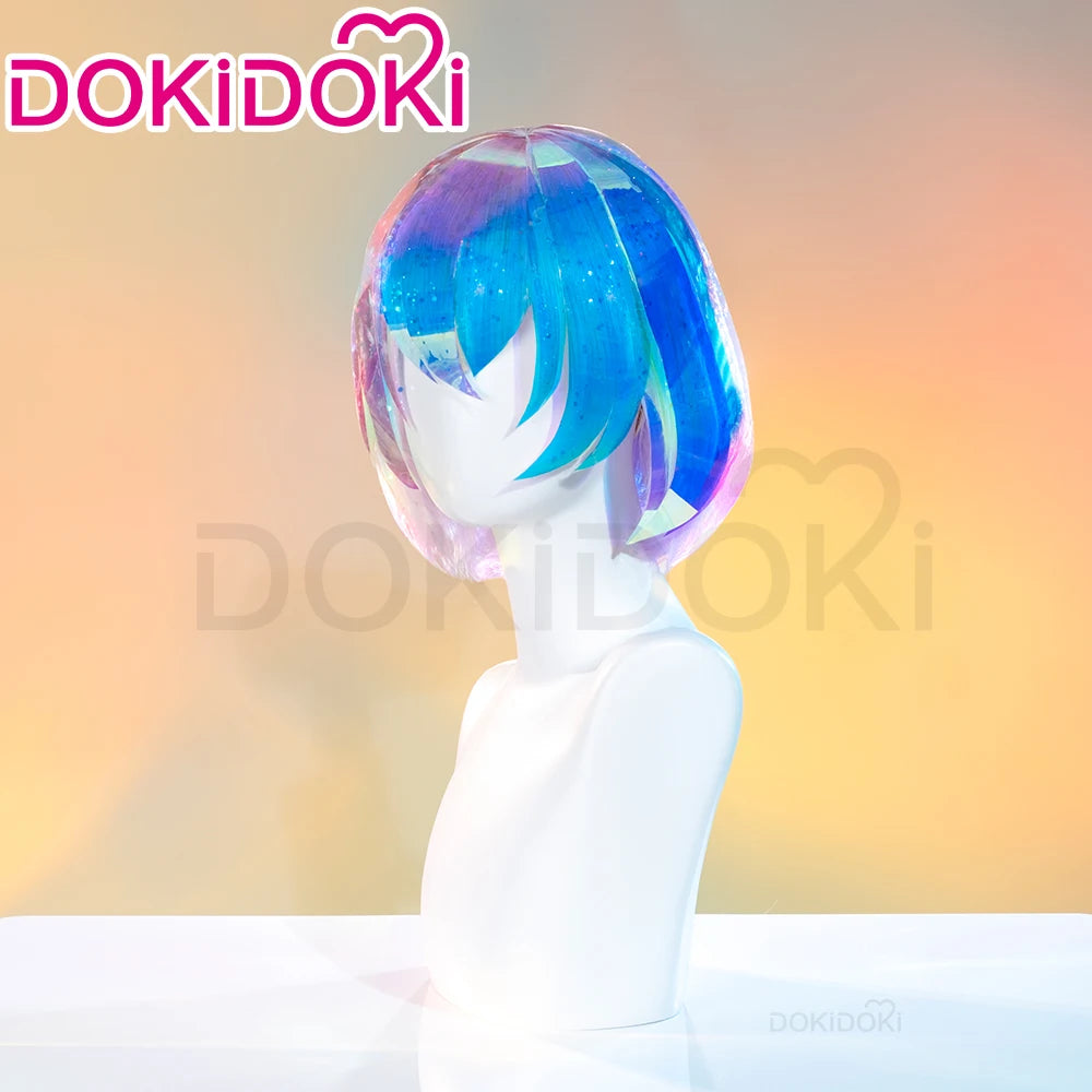 IN STOCK Diamond Wig Anime Land of the Lustrous DokiDoki Women 32cm Short Rainbow Gradient Heat Resistant Hair Free Wig Cap