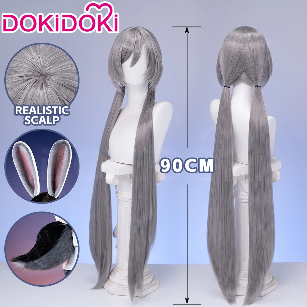 IN STOCK Judyy Hoppss Wig Movie DokiDoki Women Long 90cm Grey Twintails Hair Rabbit Judyy Hoppss Chirstmas Cosplay Free Cap Wig