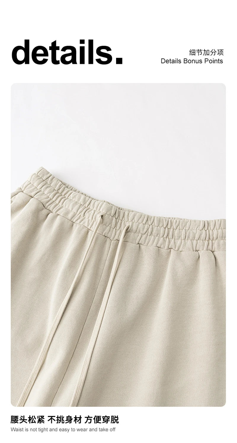 ZODF Retro Summer Washed 370gsm Cotton Shorts For Men Unisex High Street Loose Edge Distressed Solid Shorts Brand Clothes HY1023