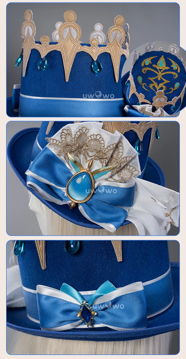 UWOWO Furina Cosplay Hat Genshin Impact Furina Focalors Cosplay Hydro Archon Fontaine Rococo Style Headwear with Acces