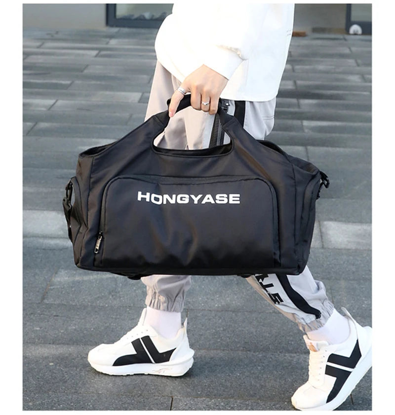 Gym Sports Bag for Men Waterproof Travel Fitness Duffle with Shoe Pocket Shoulder Tote Outdoors Weekend Luggage