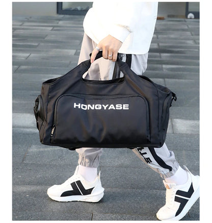 Gym Sports Bag for Men Waterproof Travel Fitness Duffle with Shoe Pocket Shoulder Tote Outdoors Weekend Luggage
