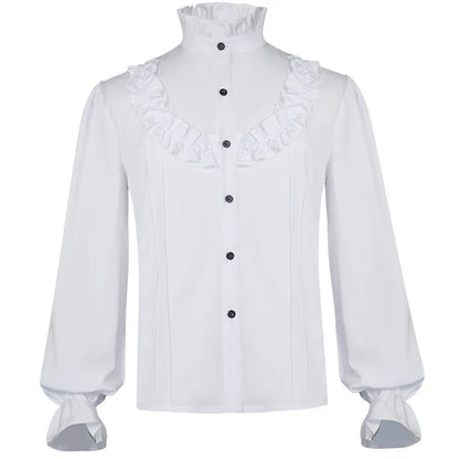 Men Medieval Vintage Prince Costume Pirate Cosplay Shirt Trench Renaissance Victorian Edwardian Men Viking Warrior Knight Outfit