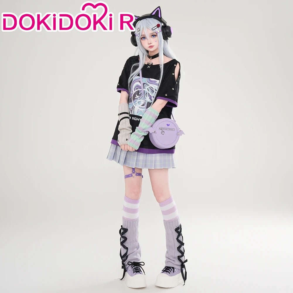 Yoisakii Kanadee Cosplay Costume Game DokiDoki-R Cosplay Women Cute Dress Cosplay Kanadee Bag Earphones Halloween Wig