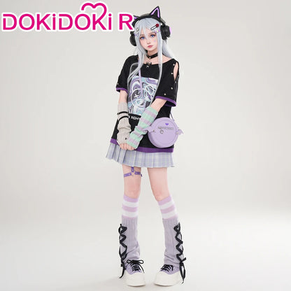 Yoisakii Kanadee Cosplay Costume Game DokiDoki-R Cosplay Women Cute Dress Cosplay Kanadee Bag Earphones Halloween Wig