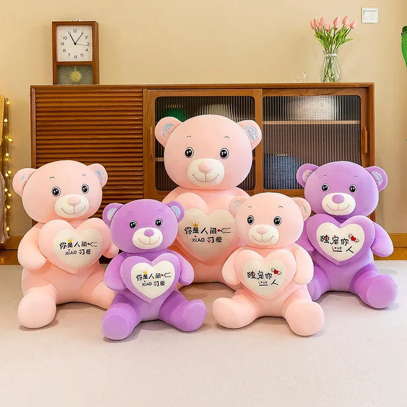 Soft Plush Doll for Children Girlfriend and Wife Heart Little Bear Stuffed Animal Bear Plush Toys Women Valentines Day Gift