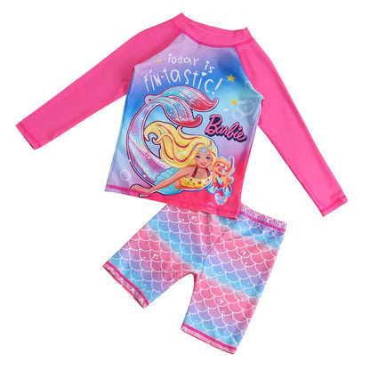 Boys Swimsuit 2 to 12 Years Split Long Sleeve Swimwear Sunscreen Water Suit Quick Drying Top+Shorts Hot Spring Summer Bath Suits