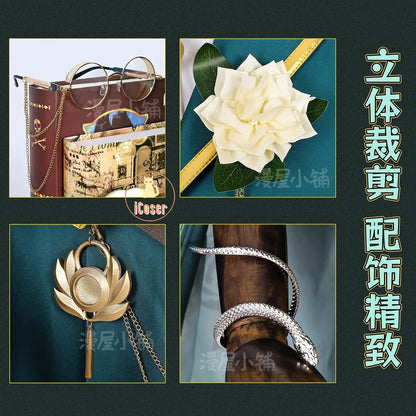 Identity V Art Dealer Cosplay Costume Wig Knight Richard Sterling Uniform Glasses Hat Roy Ramit Halloween Party for Women Men