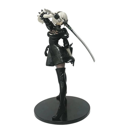 Hot 18CM Yorha 2B Black and White Series Anime Figure PVC Collectible Action Figures Model Doll Statuette Gift