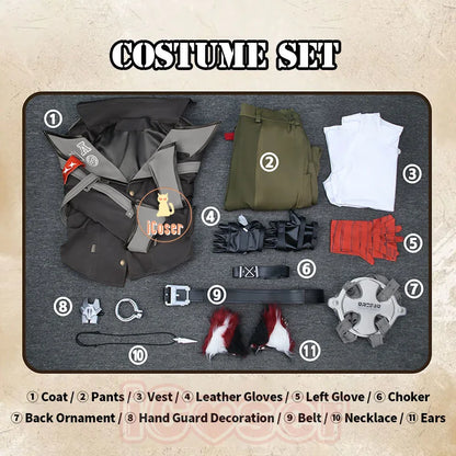 Zenless Zone Zero Komano Manato Cosplay Costume Wig Uniform Ears Spook Shack Halloween Party for Women Men Girls Role Play Props