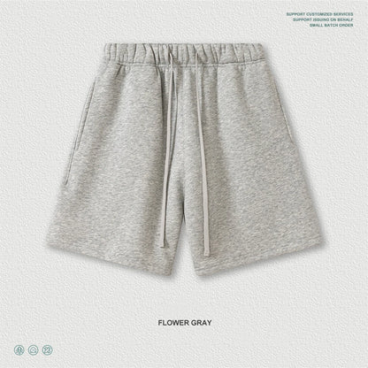 ZODF Trendy 2025 Autumn Winter Men Warm Soft Fleece Shorts Unisex Casual Hip Hop 345gsm Solid Shorts Brand Bottoms HY1173