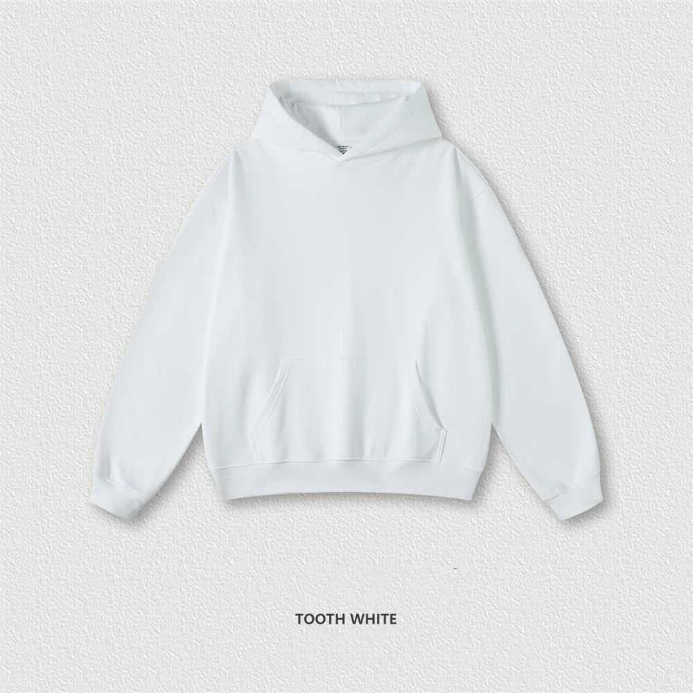 ZODF New Winter 440gsm Terry Hooded Hoodies For Men Retro Unisex Couple Loose Oversized Solid Pullovers Streetwears HY0664