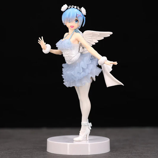 23cm Re:Zero Rem Angel Version Cute Bishoujo PVC Figure Wings Special Effects Anime Statue Desktop Decor Fan Collectible Gift