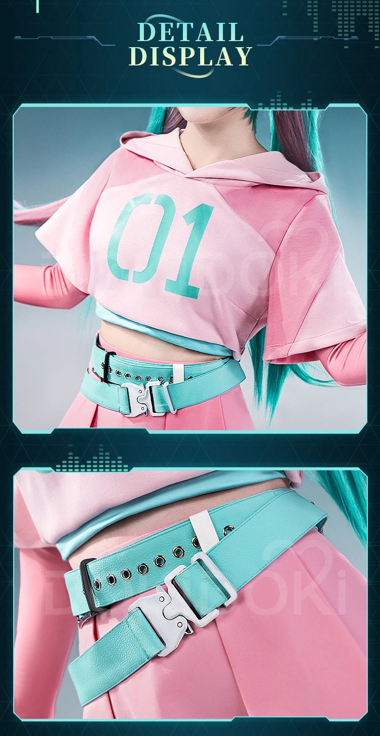 IN STOCK MIKUU Cosplay Costume【XS-2XL】DokiDoki-R Mikku Cosplay Women Cute Pink Short Dress Mikuu Plus Size